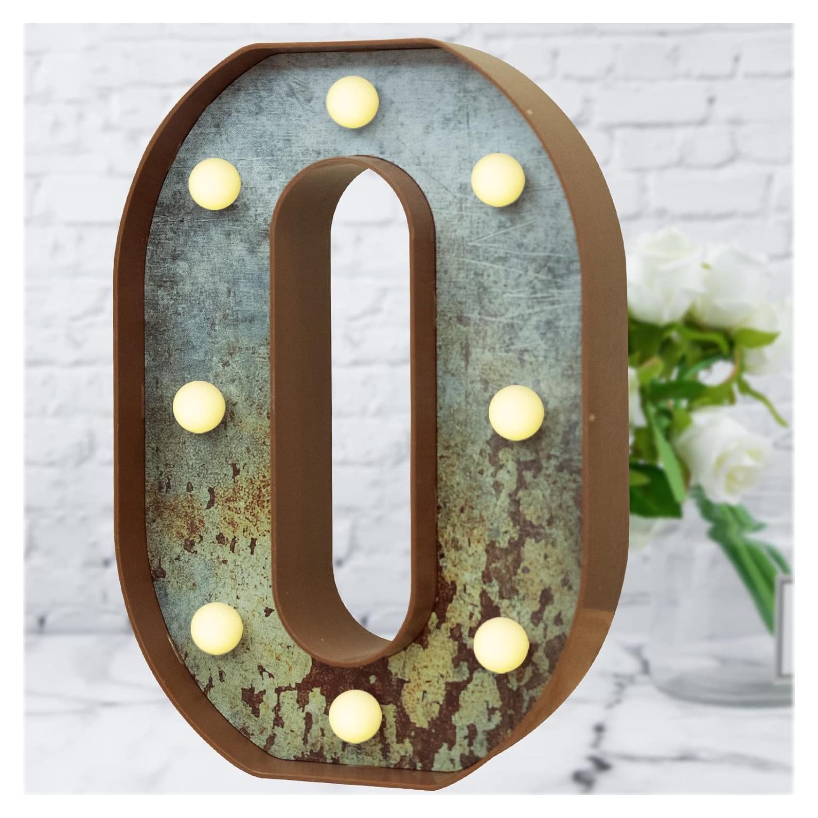 Letras Iluminadas LED Vintage Industrial Maigo Letra O Oxidada