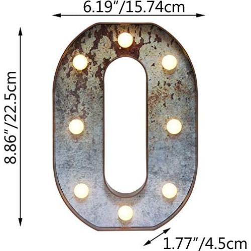 Letras Iluminadas LED Vintage Industrial Maigo Letra O Oxidada