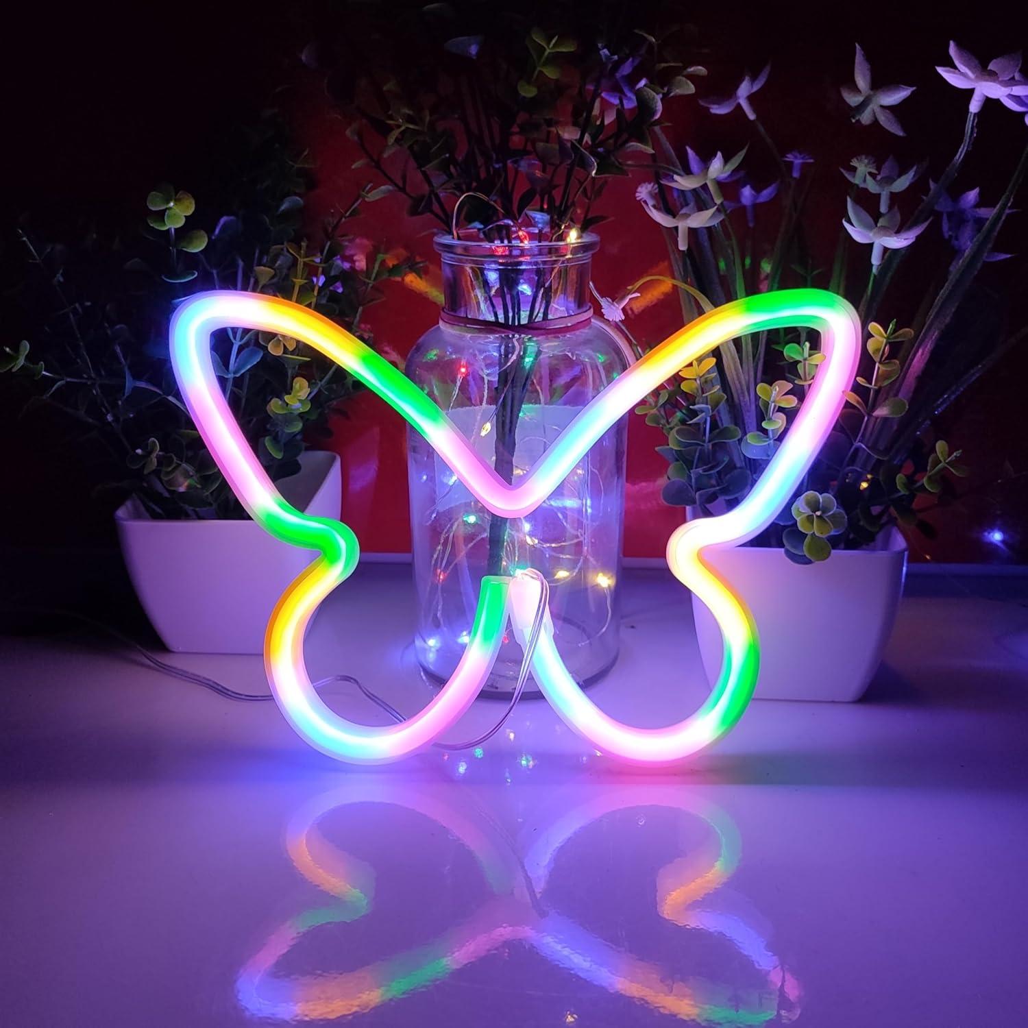 Signo de Neón Mariposa JYWJ LED USB y Pilas Decoración