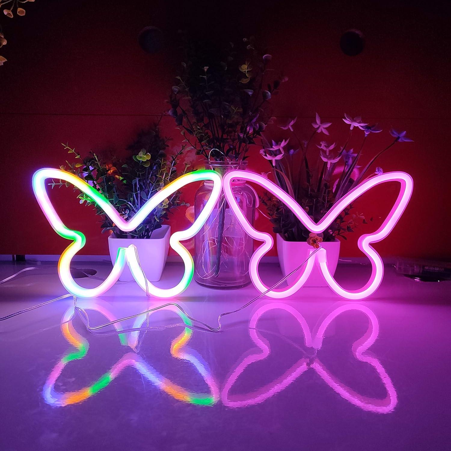 Signo de Neón Mariposa JYWJ LED USB y Pilas Decoración