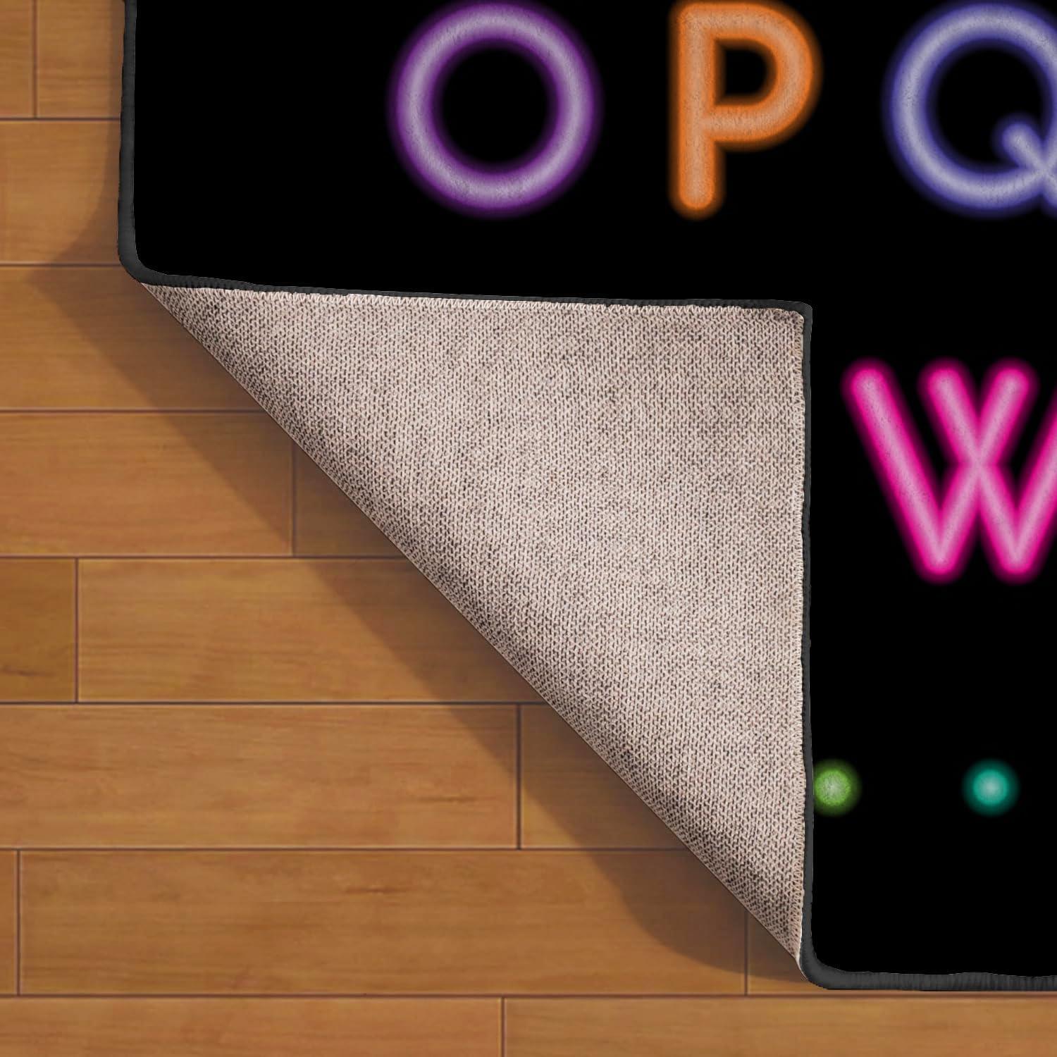 Alfombra de área antideslizante Ansouyi 152x213 cm Alfabeto Neón