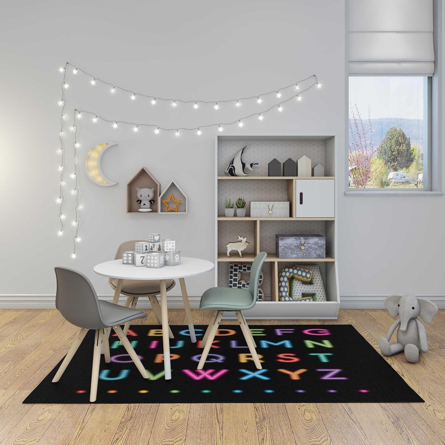 Alfombra de área antideslizante Ansouyi 152x213 cm Alfabeto Neón