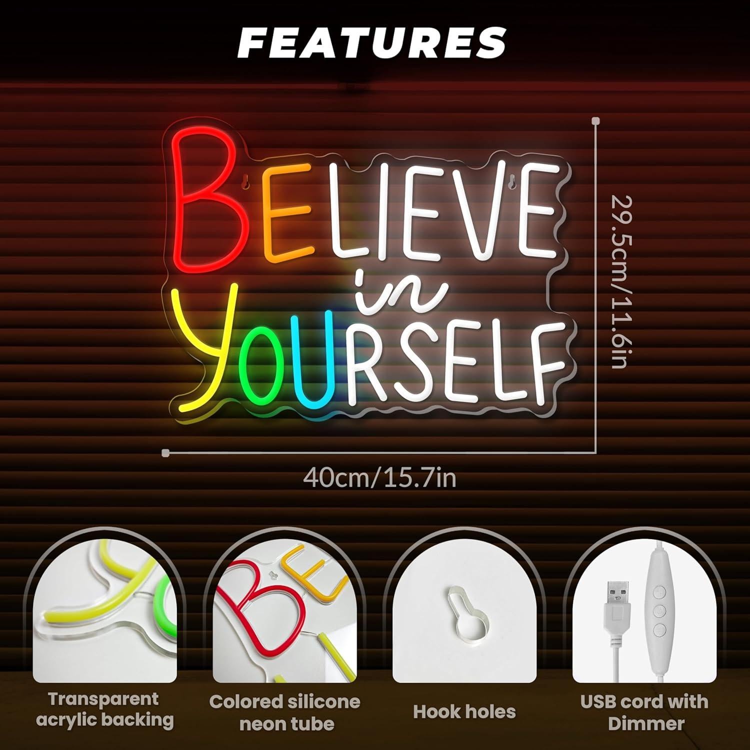 Letrero de Neón Cree en Ti Mismo LF 40x40 cm Dimmable