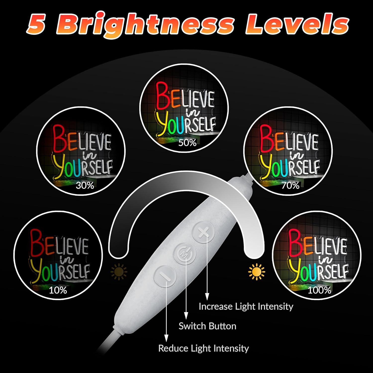 Letrero de Neón Cree en Ti Mismo LF 40x40 cm Dimmable