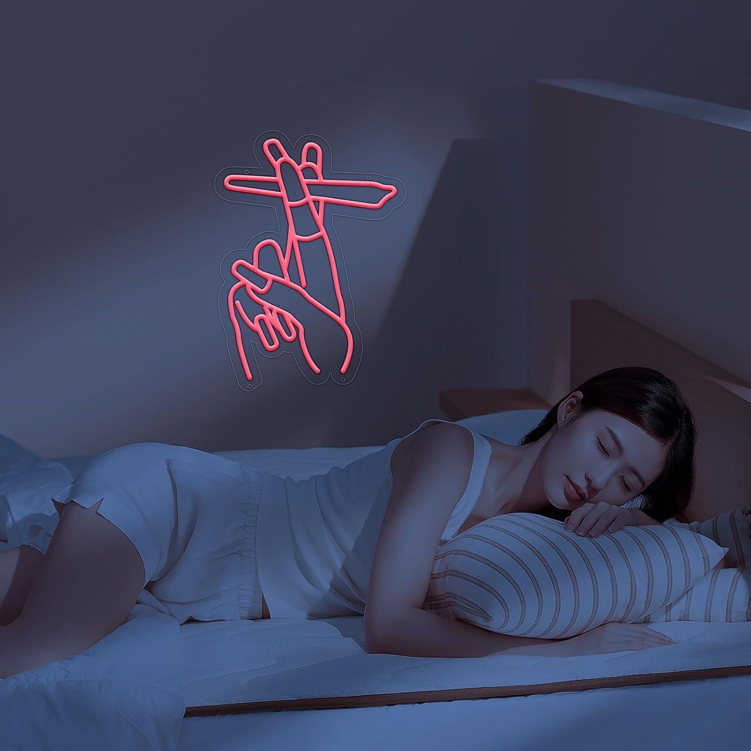 Cartel de Neón LED Mano Rosa Moneter 29.7x42.9 cm Decoración