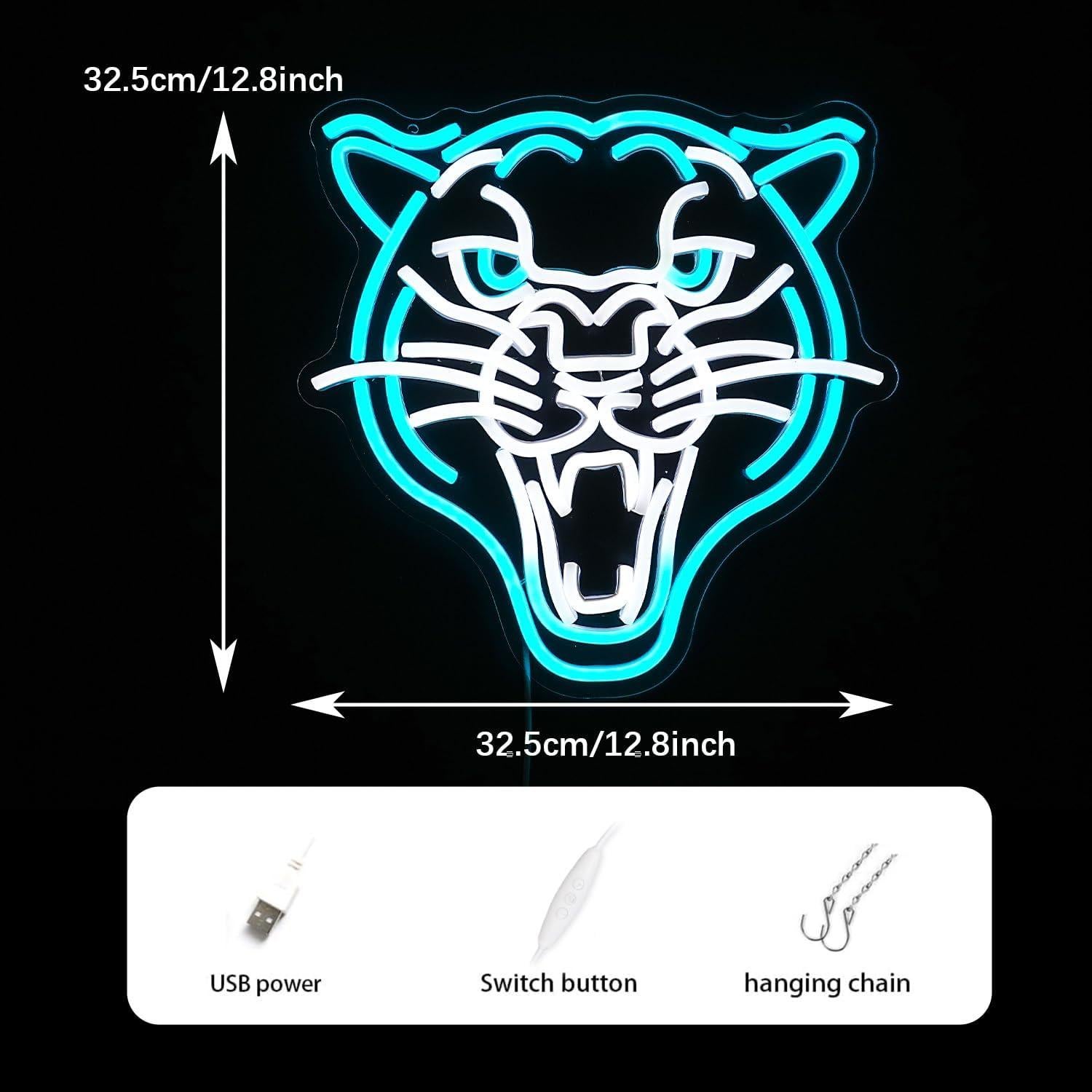 Letrero de Neón Leopardo LED Dimmable 32.5cm USB GNVETZLL