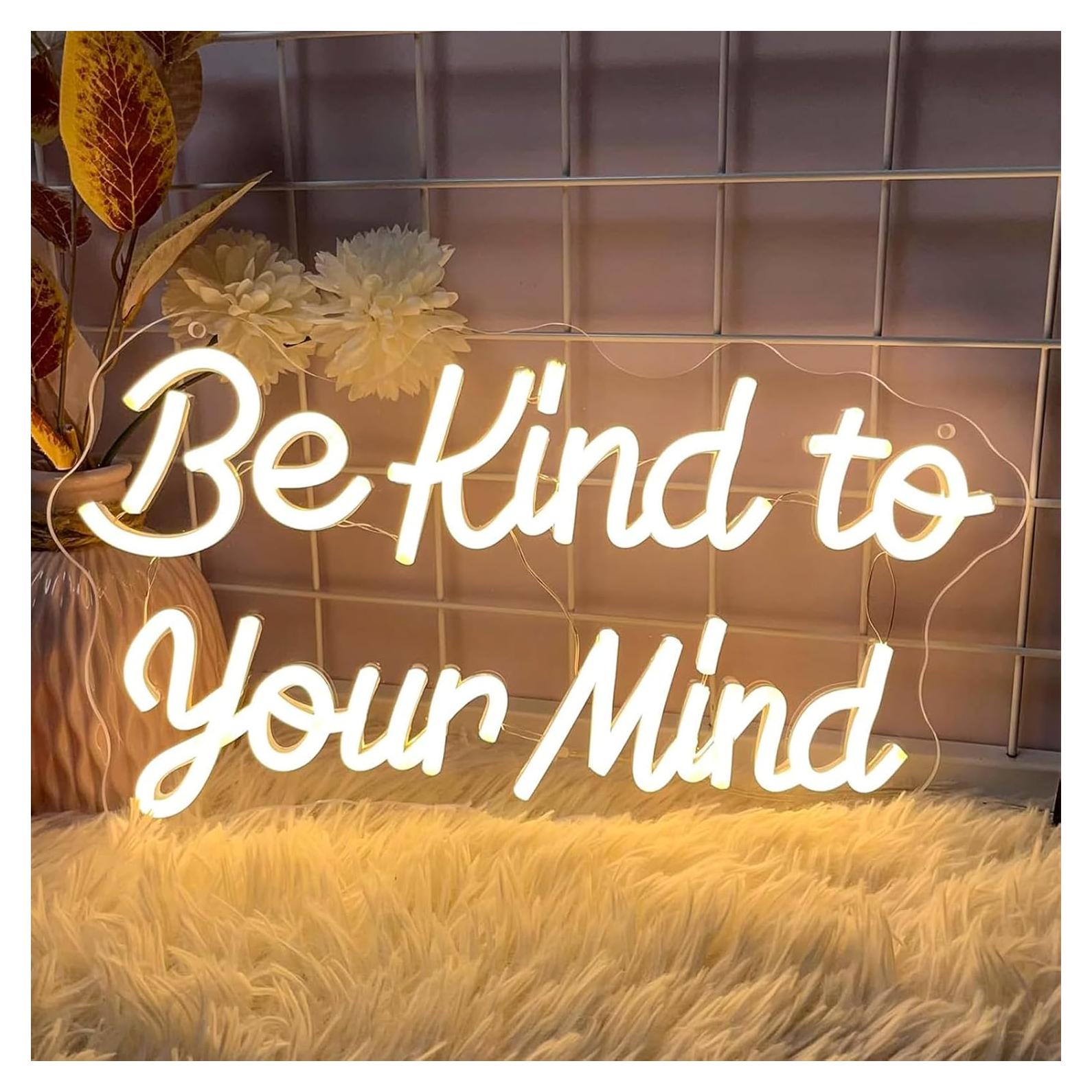 Letrero de Neón LED 'Sé amable con tu mente' 40x23 cm