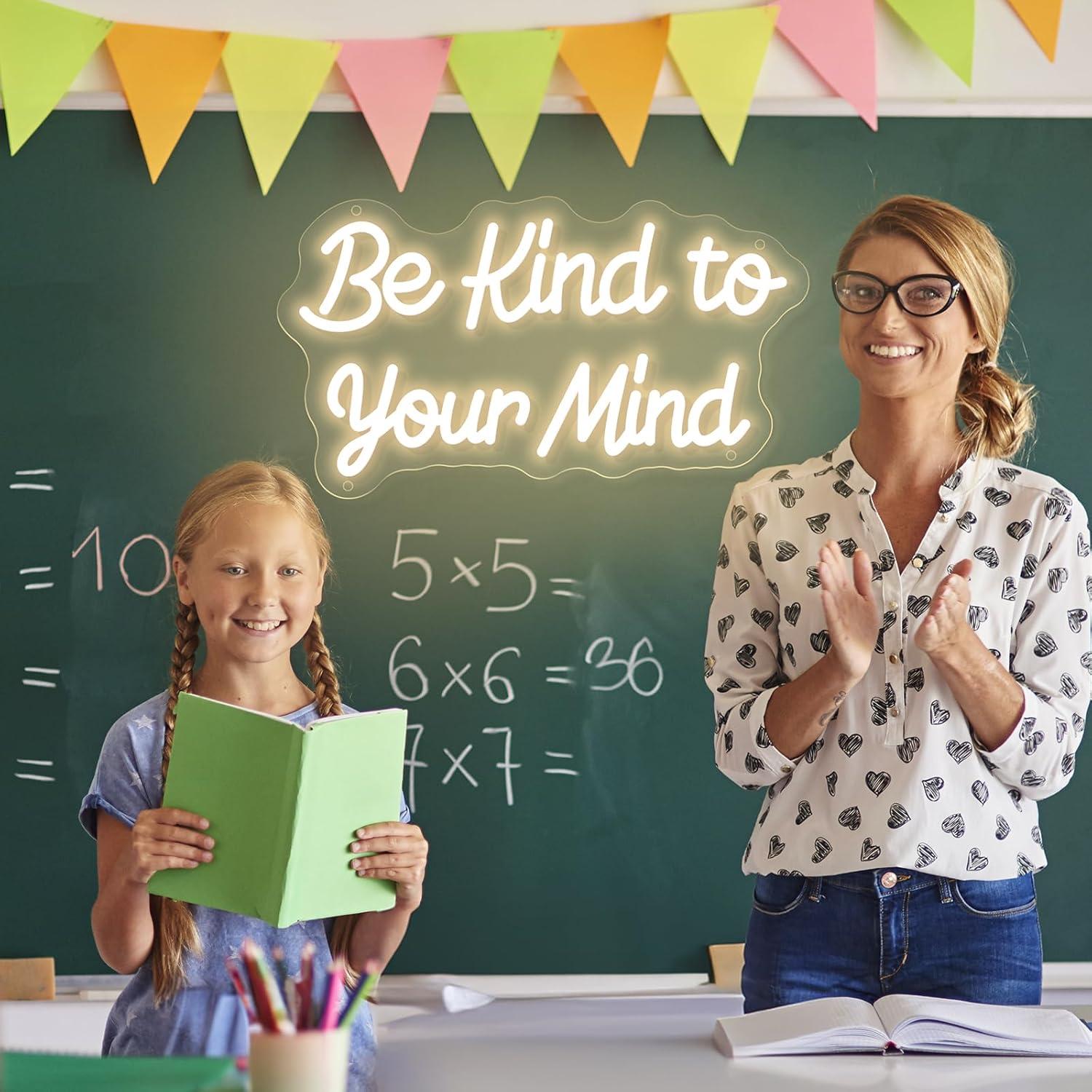 Letrero de Neón LED 'Sé amable con tu mente' 40x23 cm