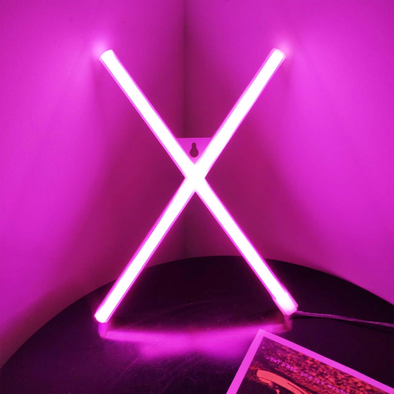 Luz de Letras Neón Rosa Protecu Letra X 17 cm para Decoración