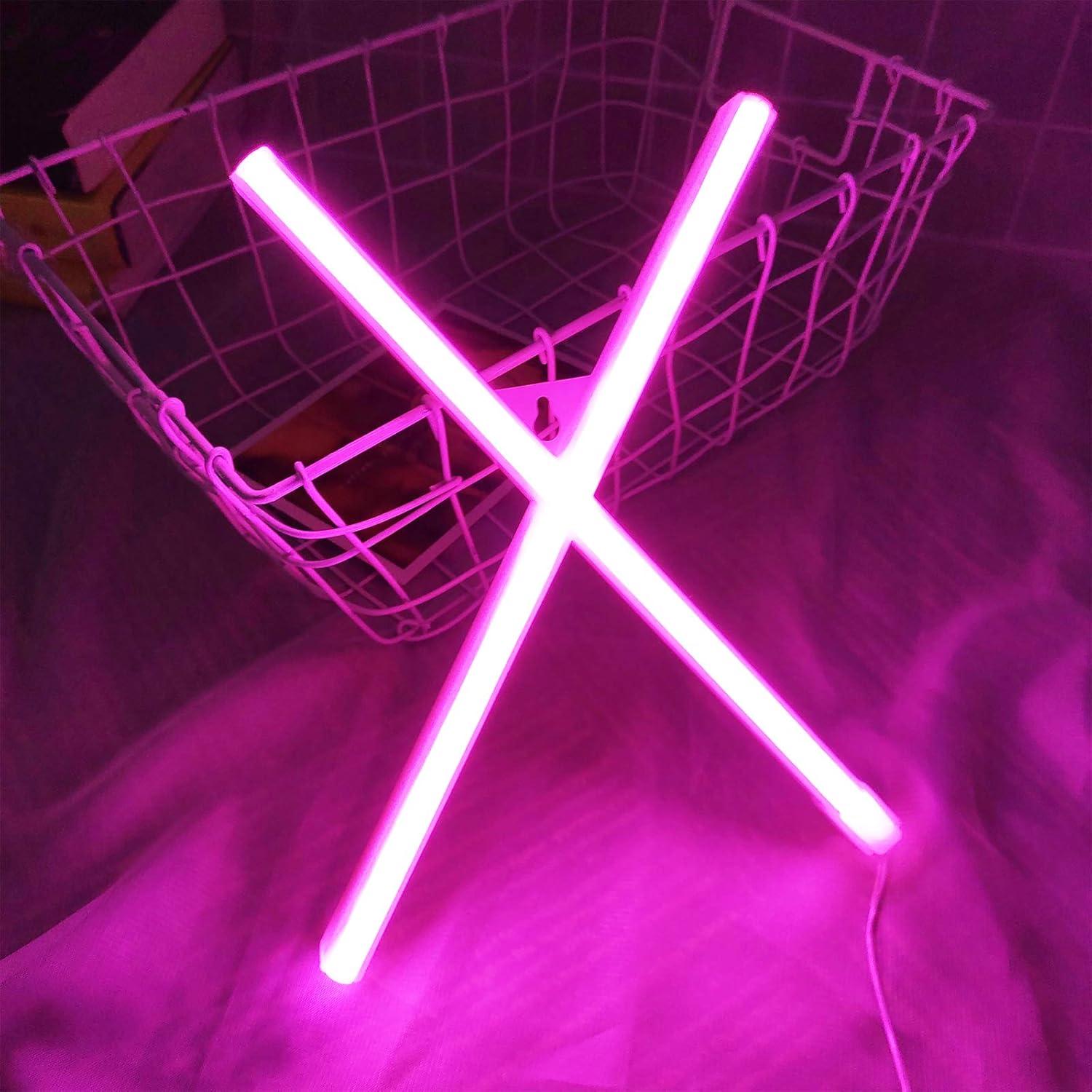 Luz de Letras Neón Rosa Protecu Letra X 17 cm para Decoración