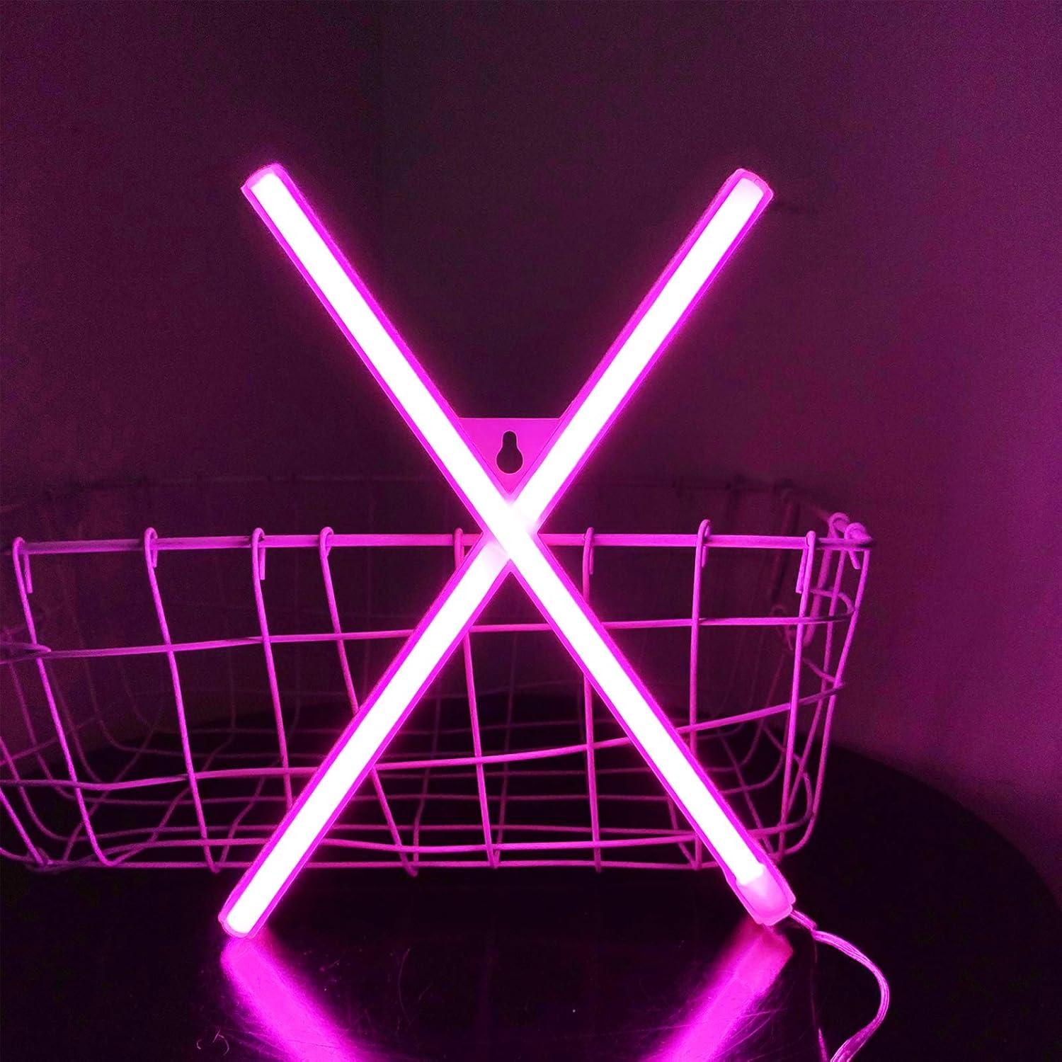Luz de Letras Neón Rosa Protecu Letra X 17 cm para Decoración