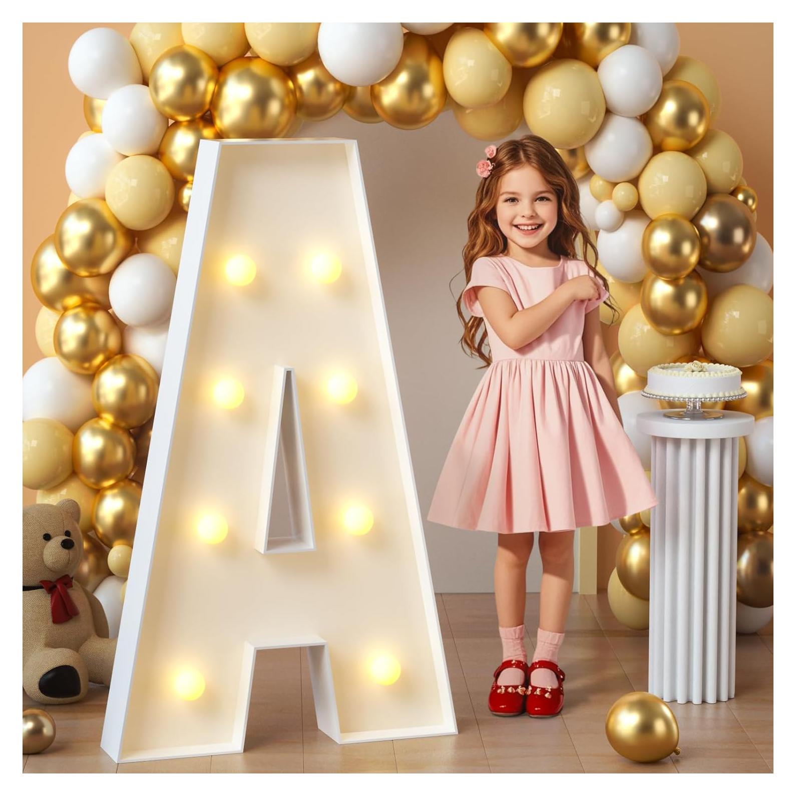 Letra A Iluminada Marquee 3FT Imprsv para Decoración de Fiesta