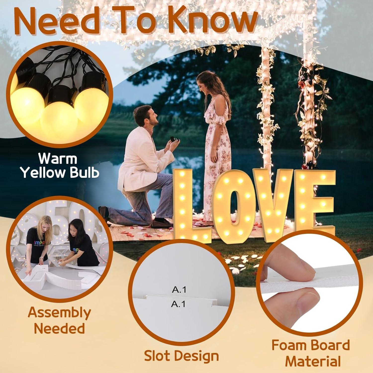 Letra A Iluminada Marquee 3FT Imprsv para Decoración de Fiesta