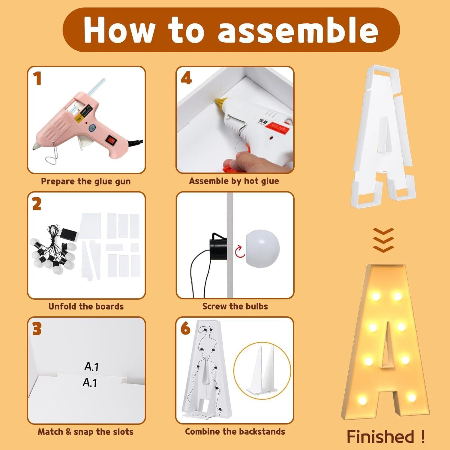 Letra A Iluminada Marquee 3FT Imprsv para Decoración de Fiesta