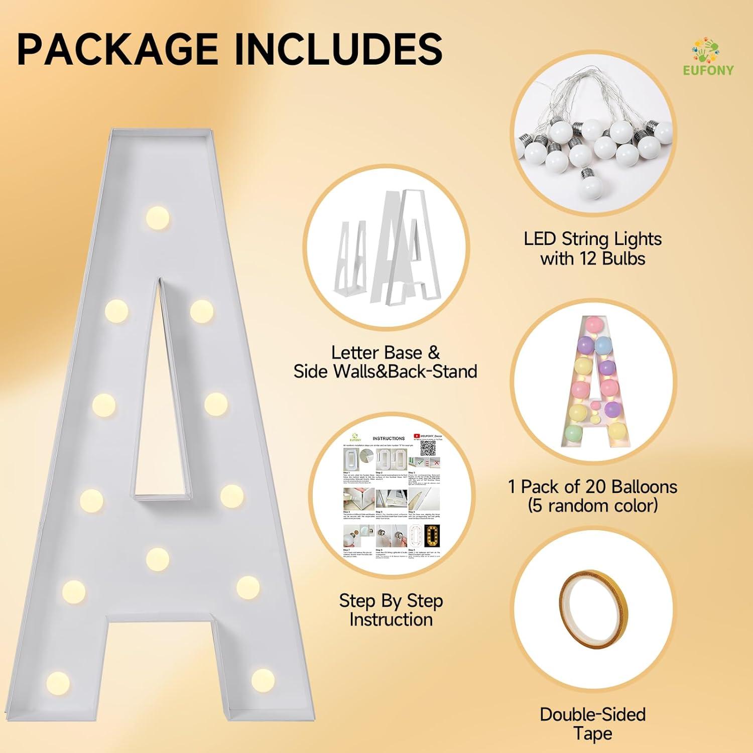 Letras de Marquesina Eufony 4FT H Iluminadas para Fiestas