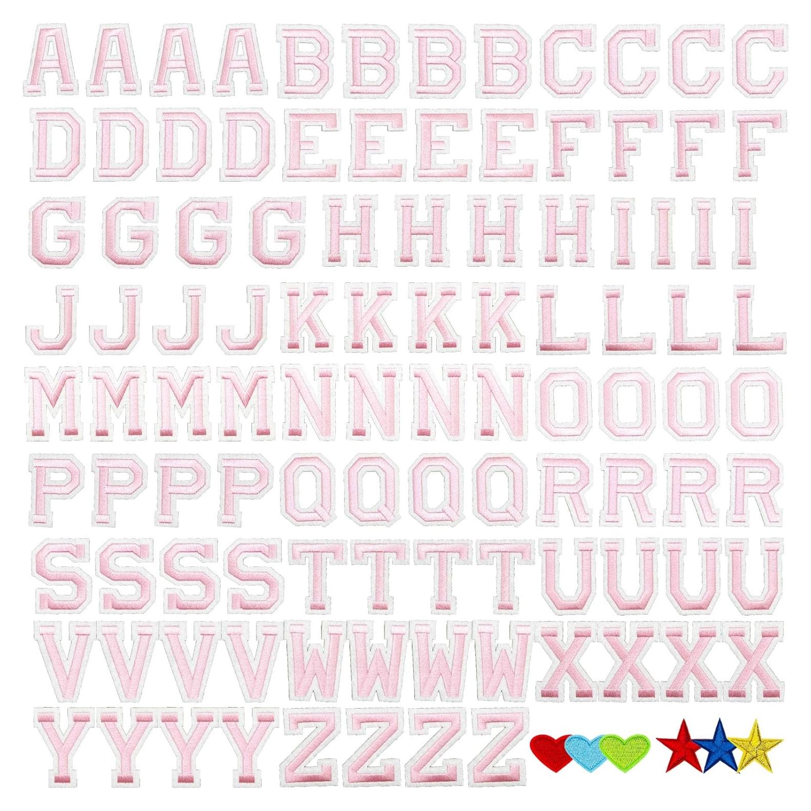 Parche de Letras Bordadas Jongdari 110 Pcs Rosa