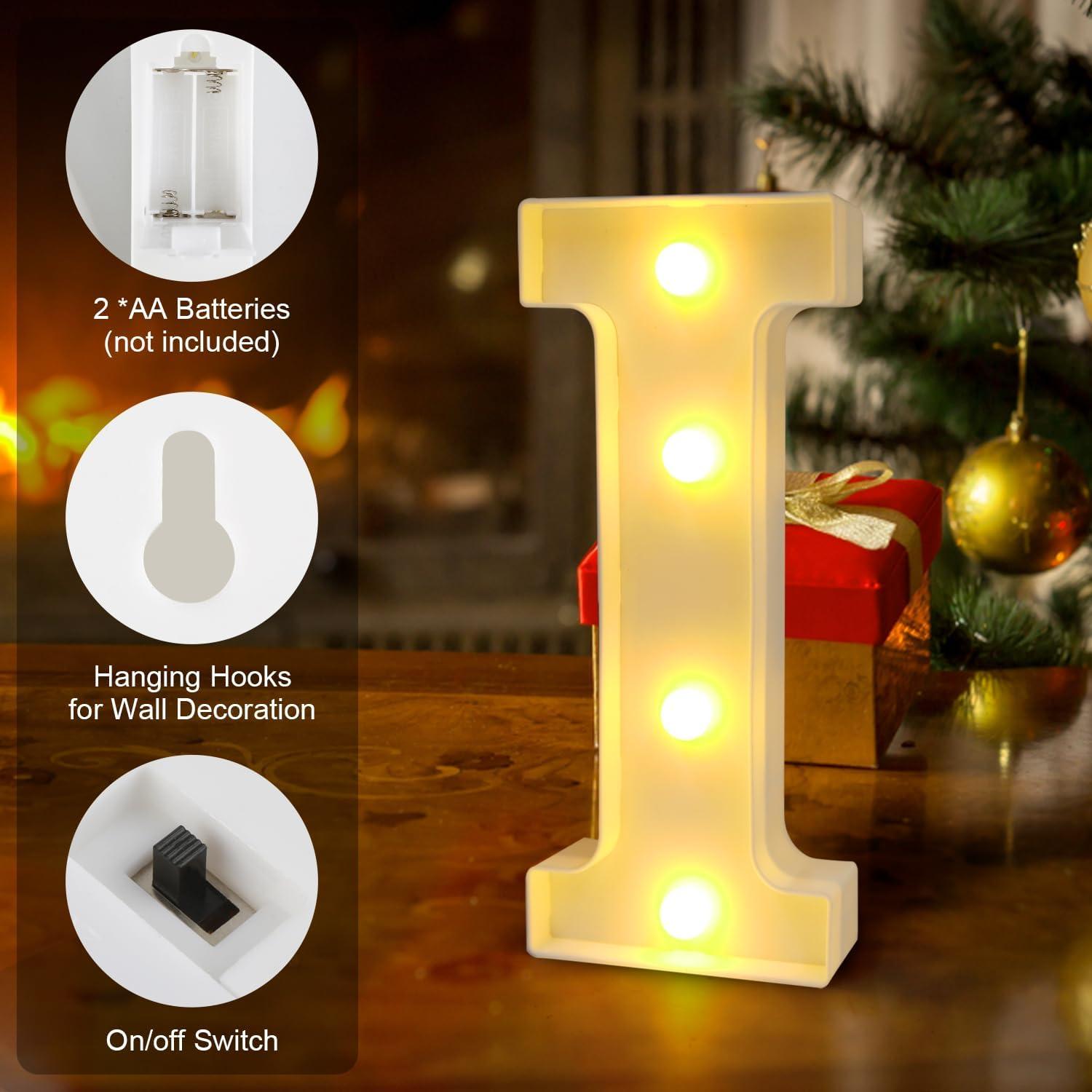 Letrero LED Letra I SHTALHST Luz Cálida 21.8cm Decoración