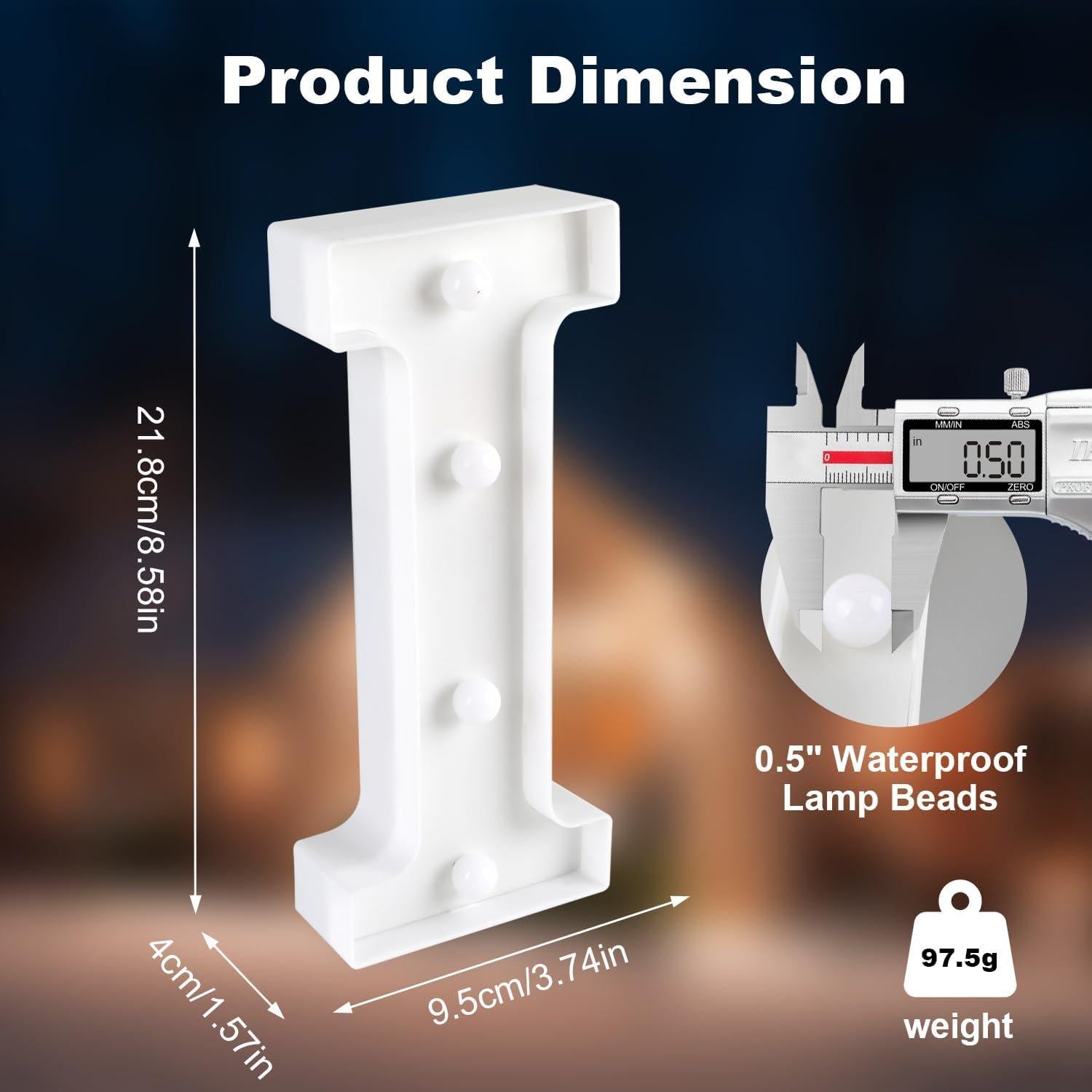 Letrero LED Letra I SHTALHST Luz Cálida 21.8cm Decoración