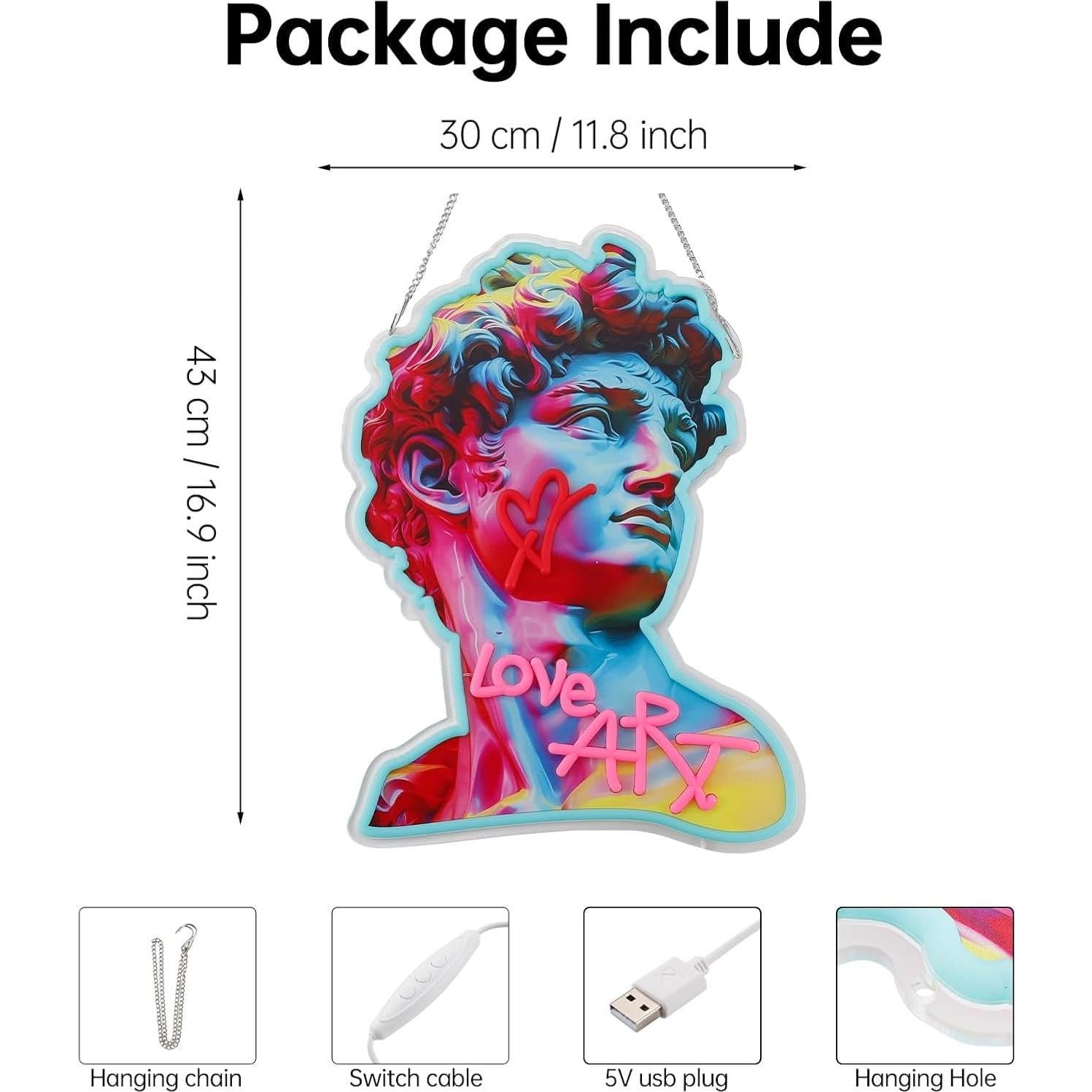 Cartel de Neón LED Chongart 30x43 cm USB Brillo Ajustable