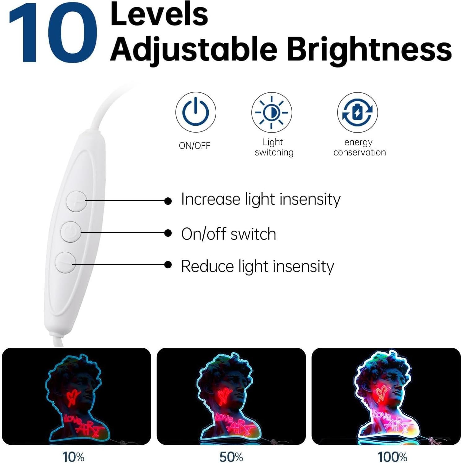 Cartel de Neón LED Chongart 30x43 cm USB Brillo Ajustable