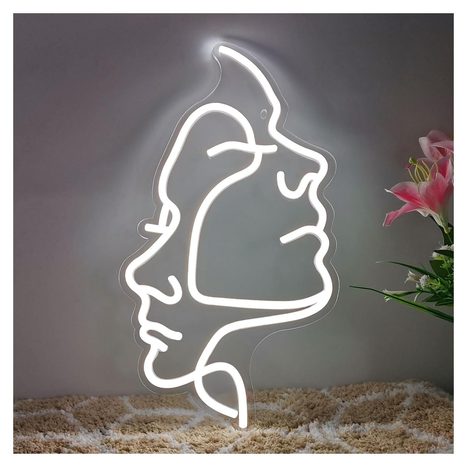 Letrero de Neón Cara de Mujer AYwYyjCh 63.5x22.9 cm LED Decorativo