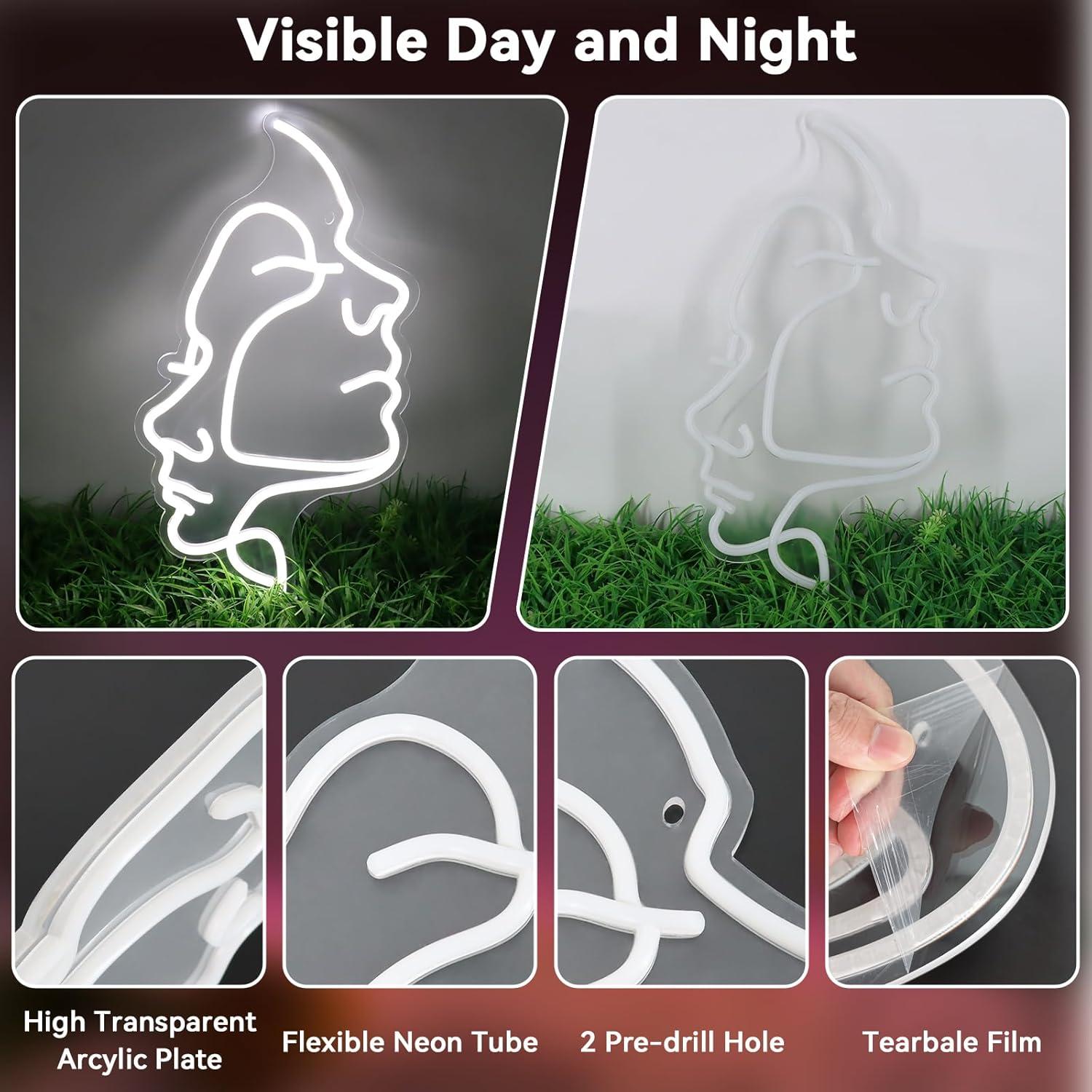 Letrero de Neón Cara de Mujer AYwYyjCh 63.5x22.9 cm LED Decorativo