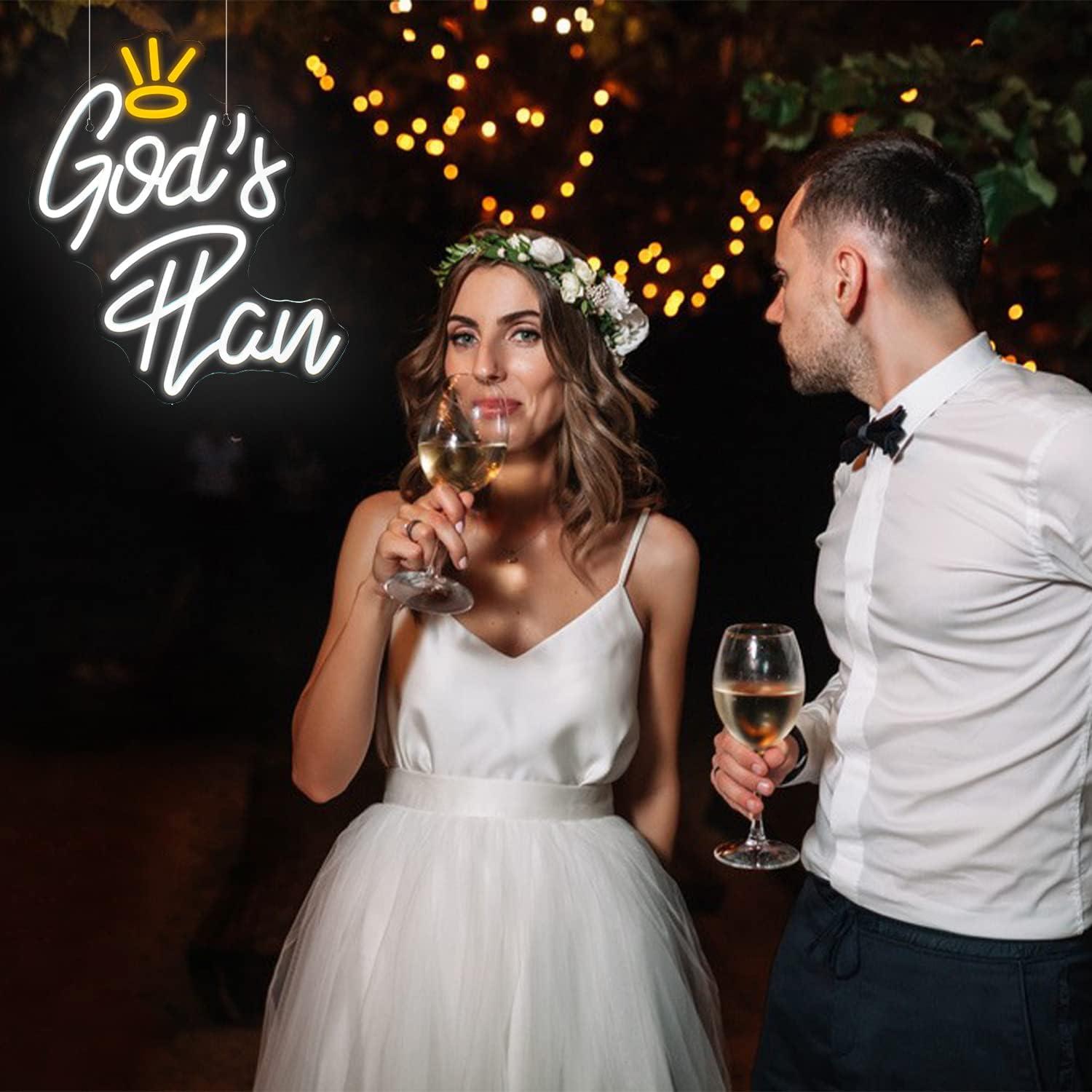 Letrero de Neón Plan de Dios 38x32 cm LED USB para Pared