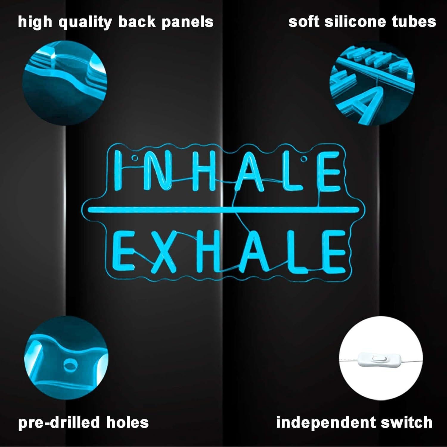 Cartel de Neón LED Dracey Inhala Exhala 19x40 cm Decoración