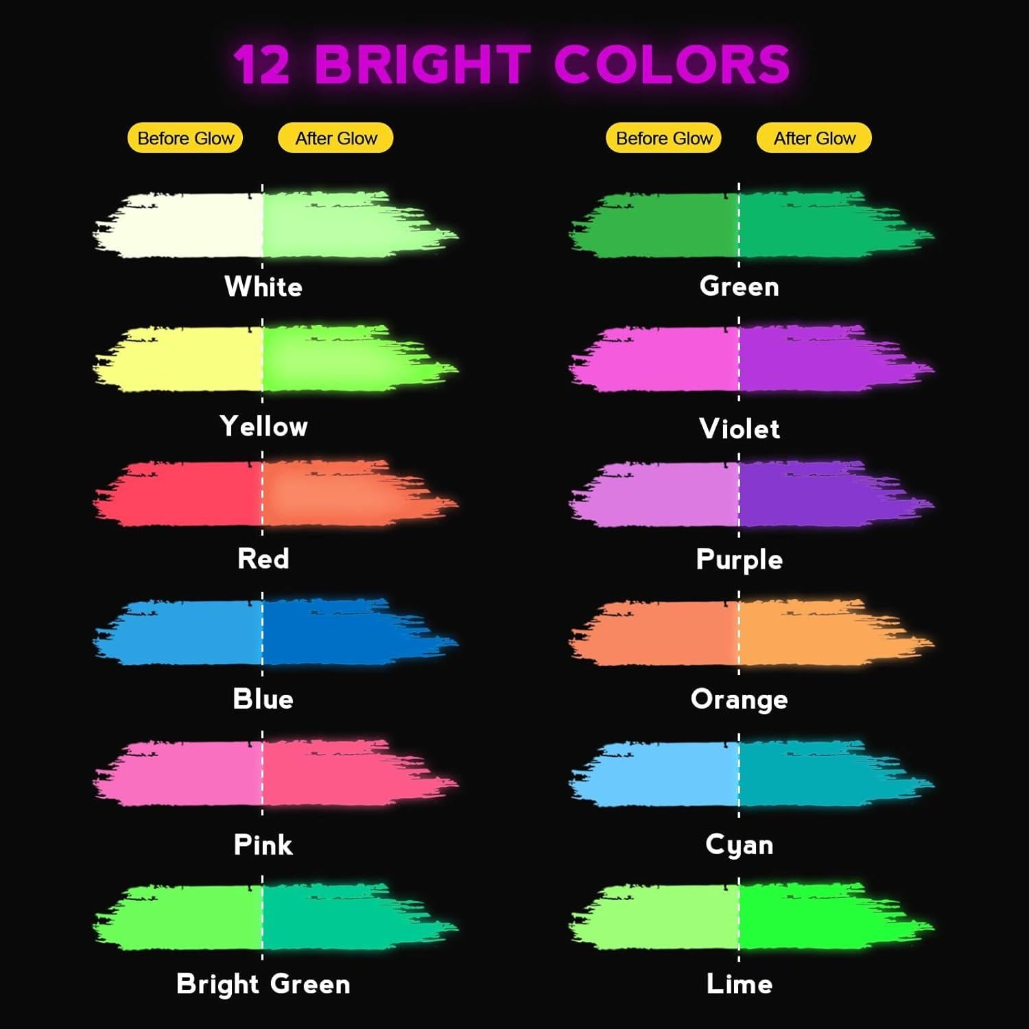 Pintura Acrílica que Brilla en la Oscuridad ABEIER, 12 Colores 30ml
