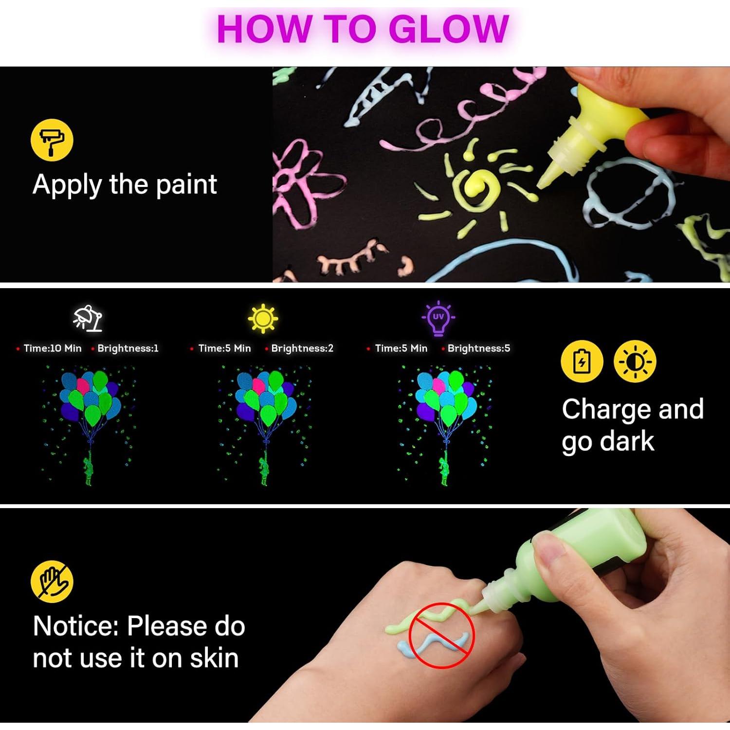 Pintura Acrílica que Brilla en la Oscuridad ABEIER, 12 Colores 30ml