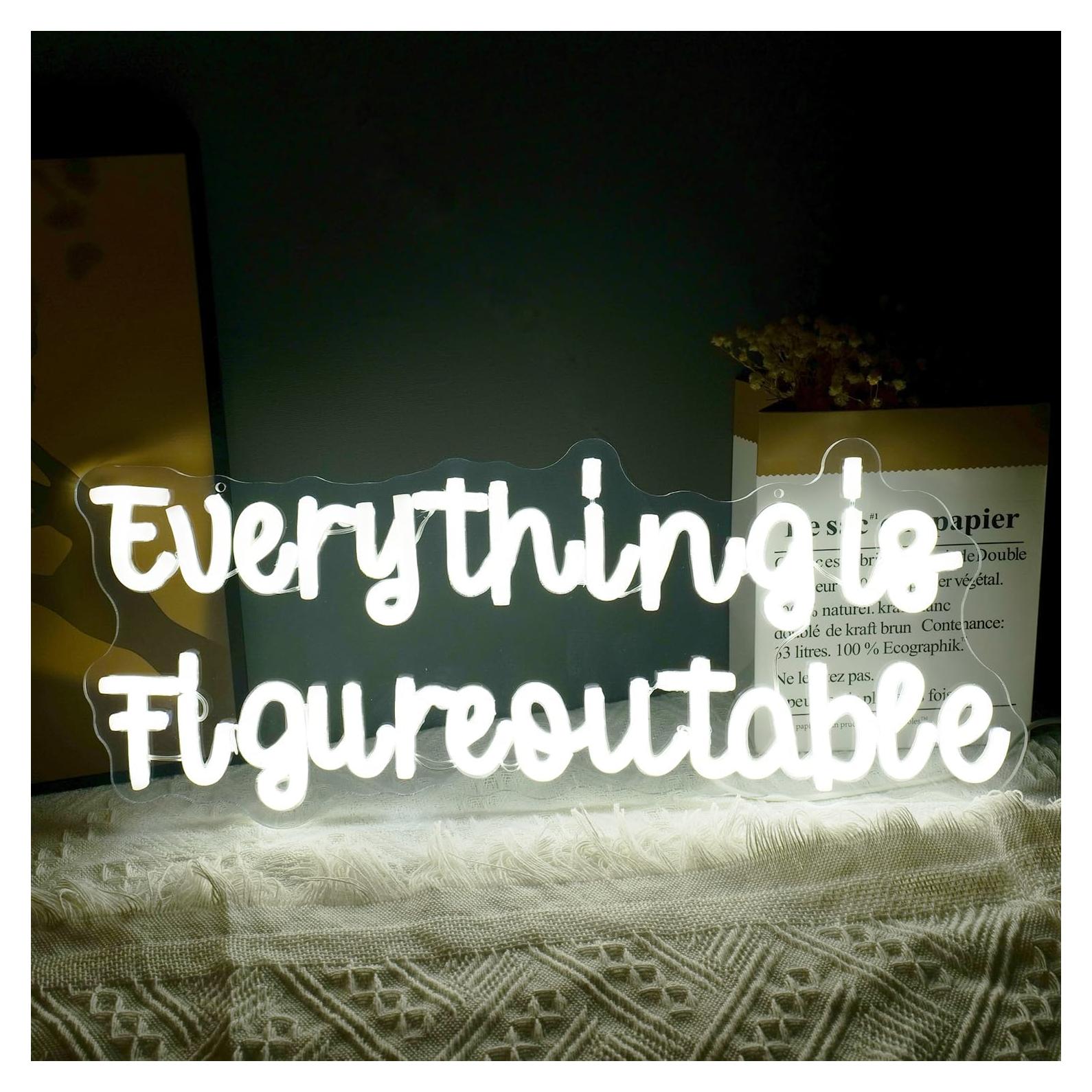 Letrero de Neón Motivacional Wutrnjd 43x18 cm Todo es Resoluble