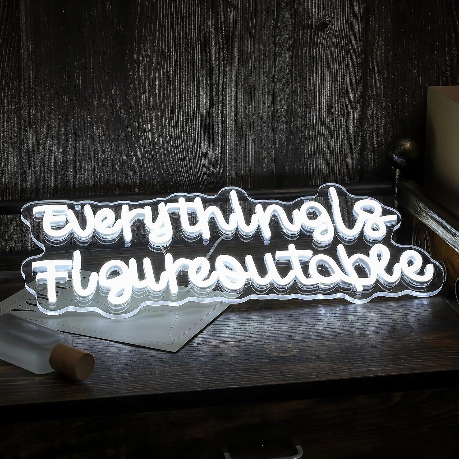 Letrero de Neón Motivacional Wutrnjd 43x18 cm Todo es Resoluble