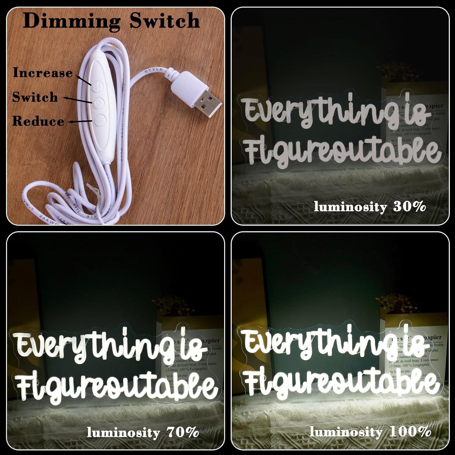 Letrero de Neón Motivacional Wutrnjd 43x18 cm Todo es Resoluble