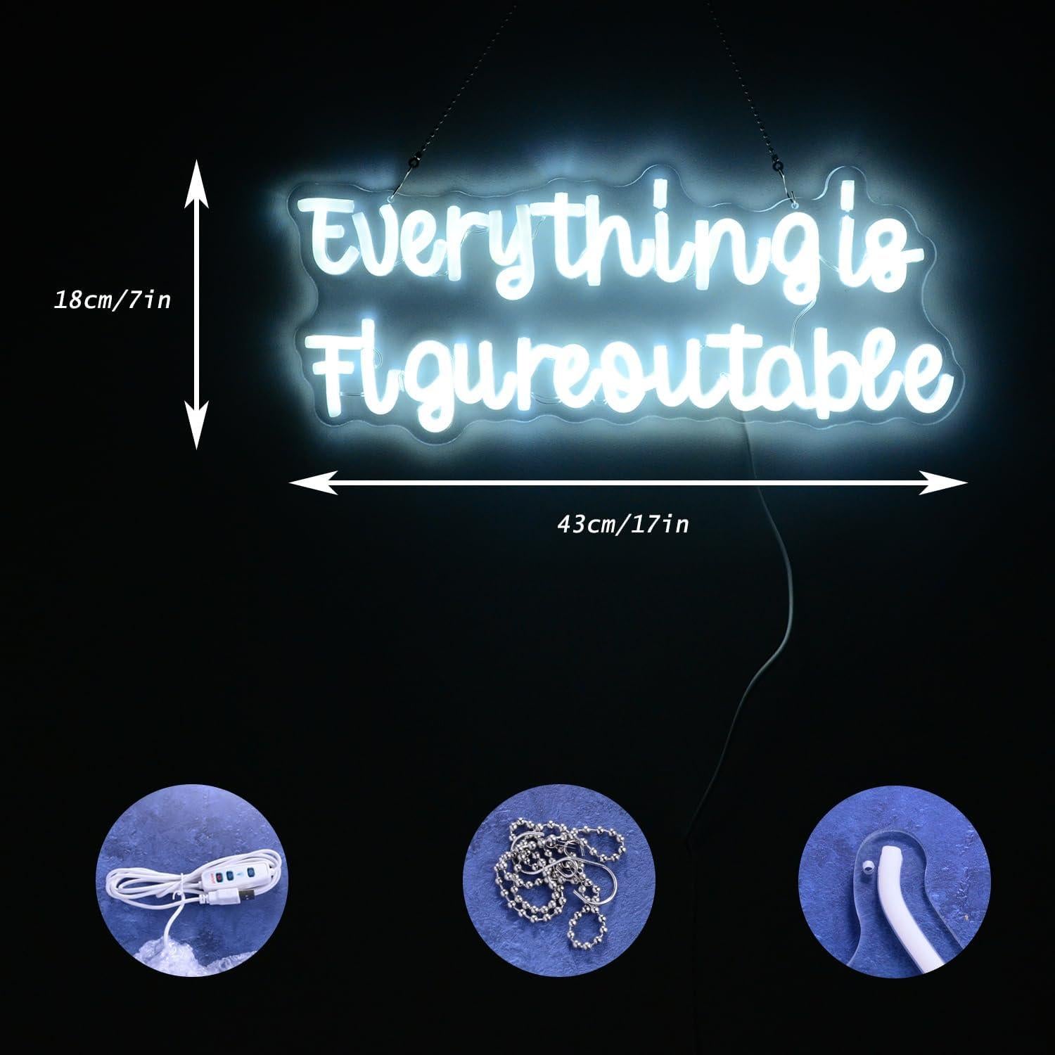 Letrero de Neón Motivacional Wutrnjd 43x18 cm Todo es Resoluble