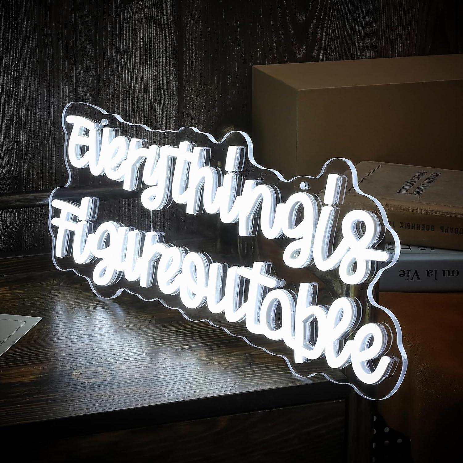 Letrero de Neón Motivacional Wutrnjd 43x18 cm Todo es Resoluble