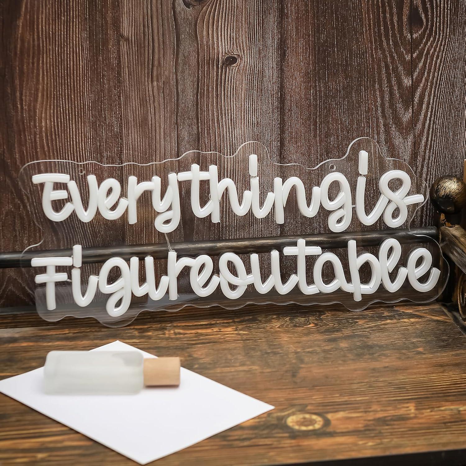 Letrero de Neón Motivacional Wutrnjd 43x18 cm Todo es Resoluble