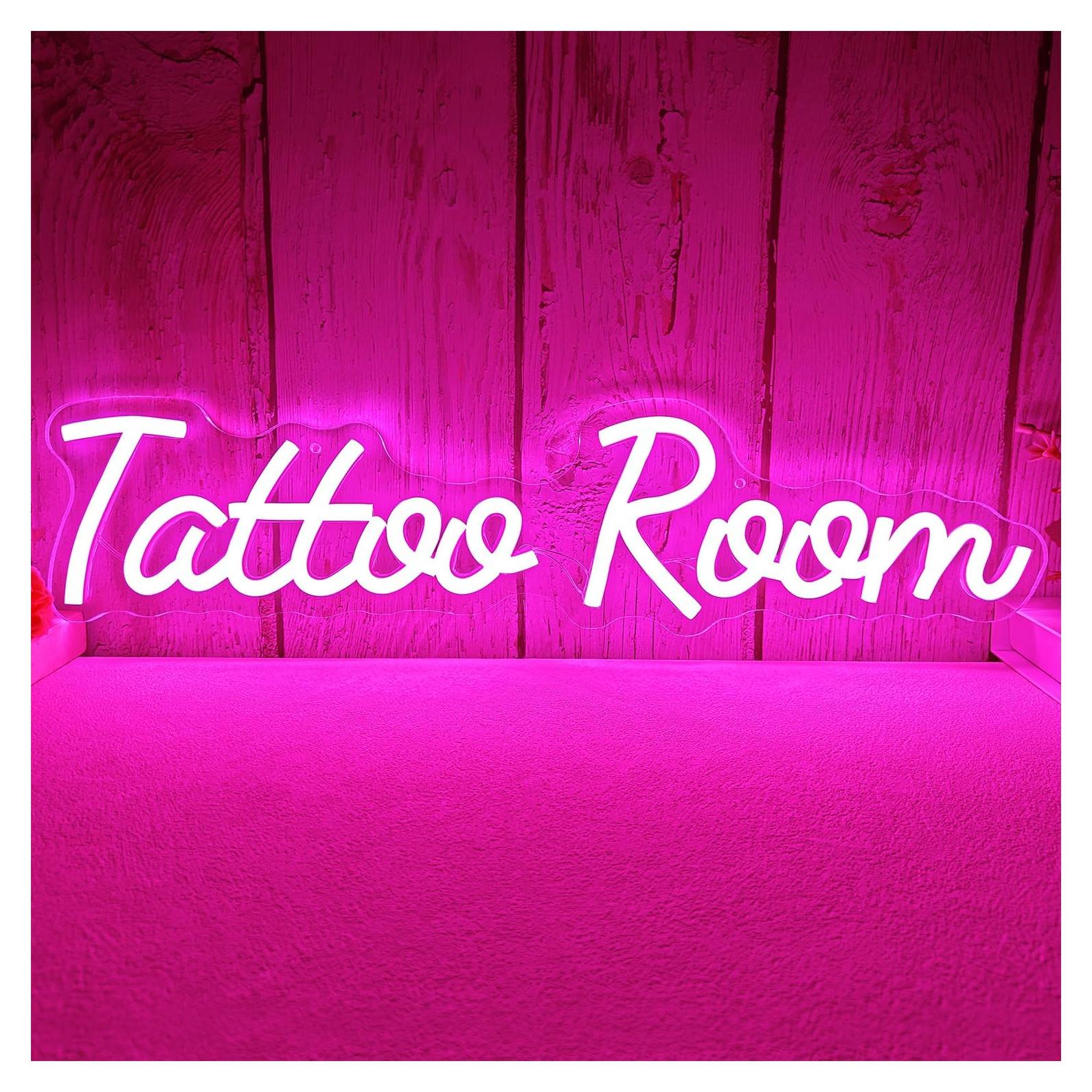 Letrero de Neón LED Rosa Sala de Tatuajes Vveikea 28.2x19.8cm