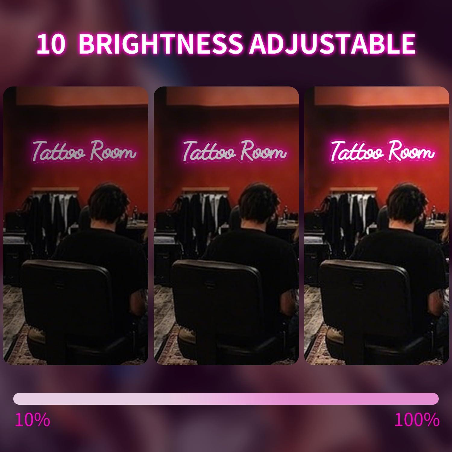 Letrero de Neón LED Rosa Sala de Tatuajes Vveikea 28.2x19.8cm