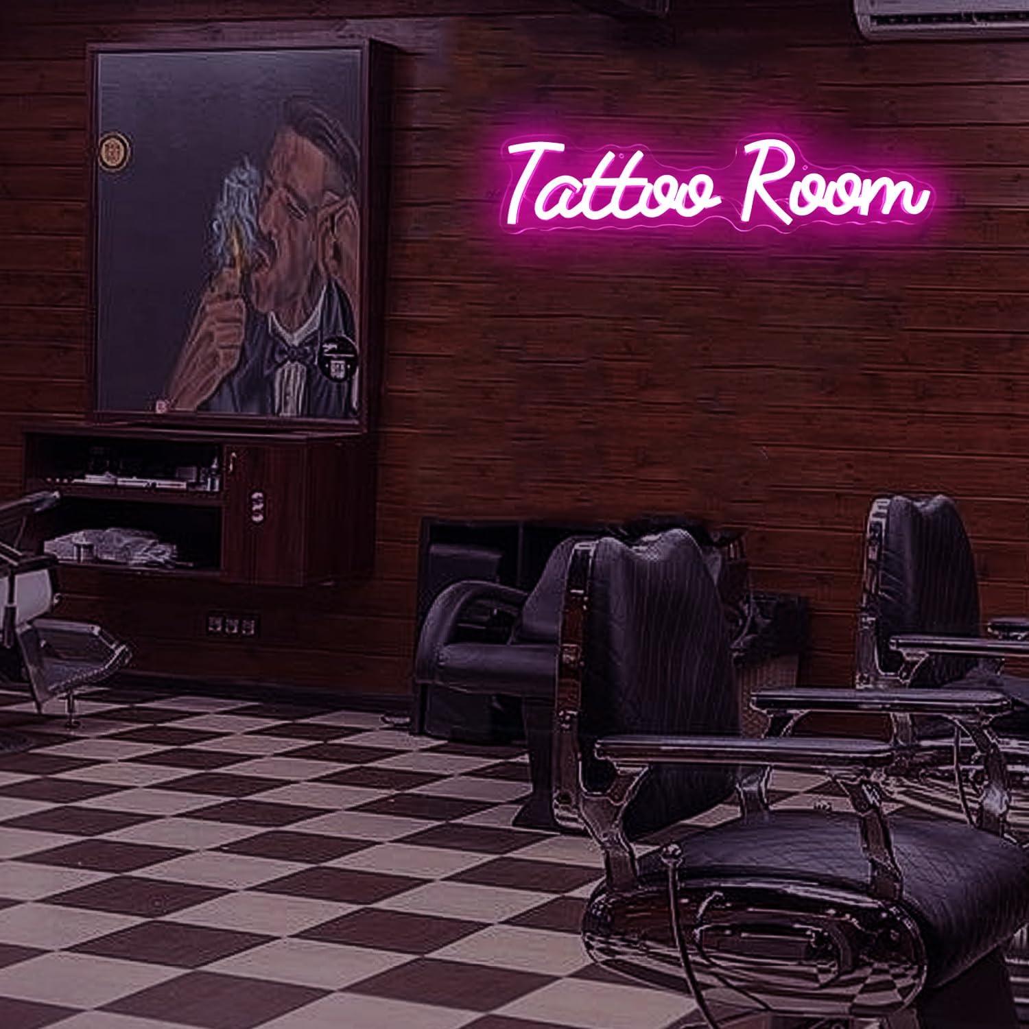 Letrero de Neón LED Rosa Sala de Tatuajes Vveikea 28.2x19.8cm