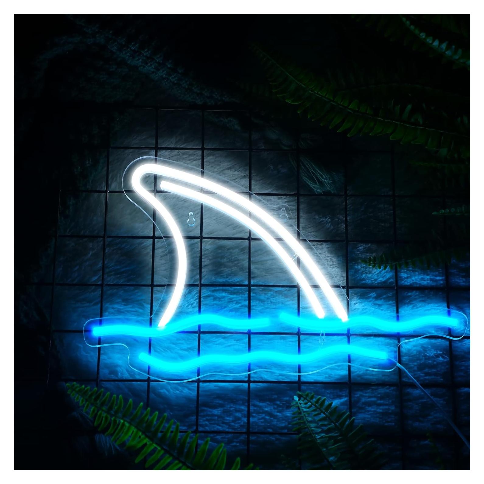 Luz de Neón de Tiburón LED Riakrum 38.5x24 cm Decorativa