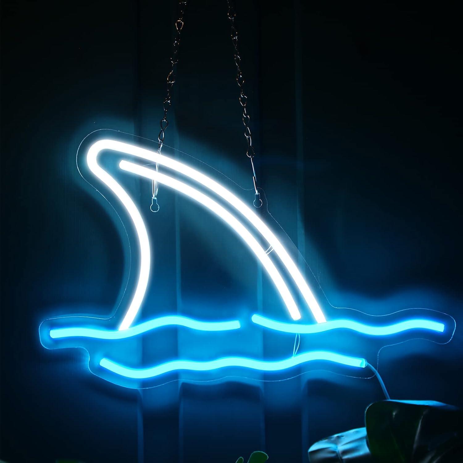 Luz de Neón de Tiburón LED Riakrum 38.5x24 cm Decorativa