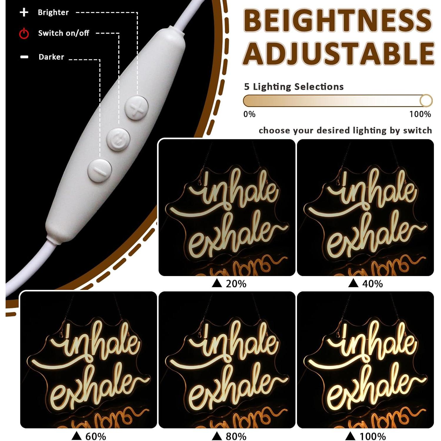 Letrero Neón Inhala Exhala LED Dimmable 37.5x32.5cm