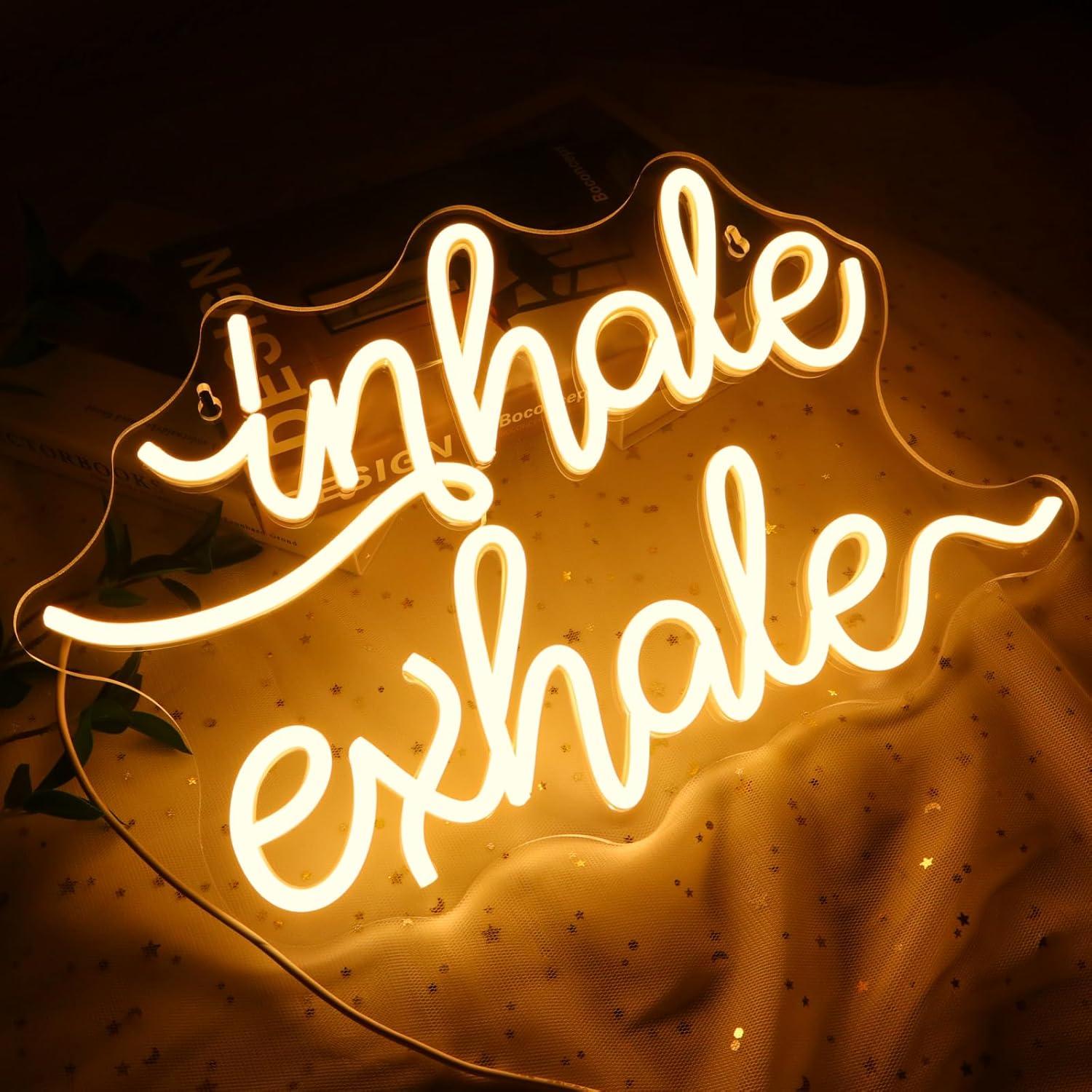 Letrero Neón Inhala Exhala LED Dimmable 37.5x32.5cm