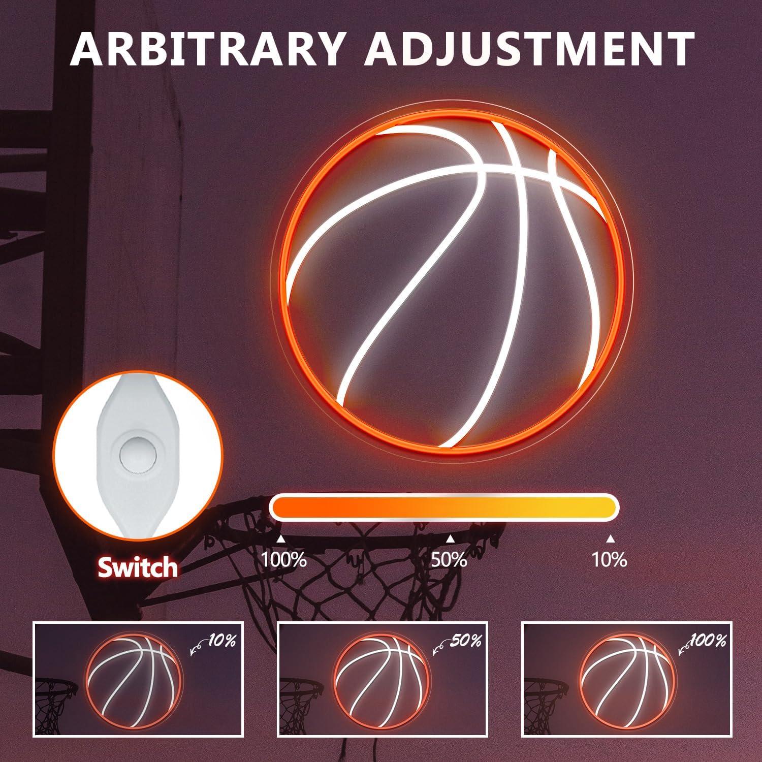 Luz de Neón LED Baloncesto HAJAE 32x32 cm Regulable USB