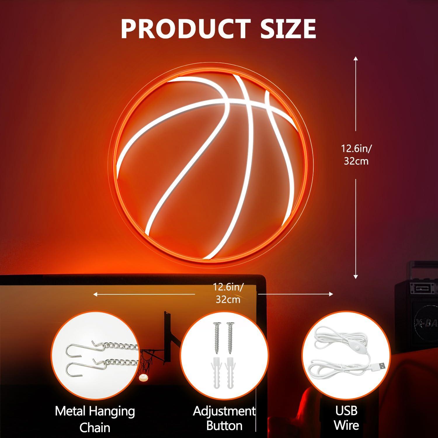 Luz de Neón LED Baloncesto HAJAE 32x32 cm Regulable USB