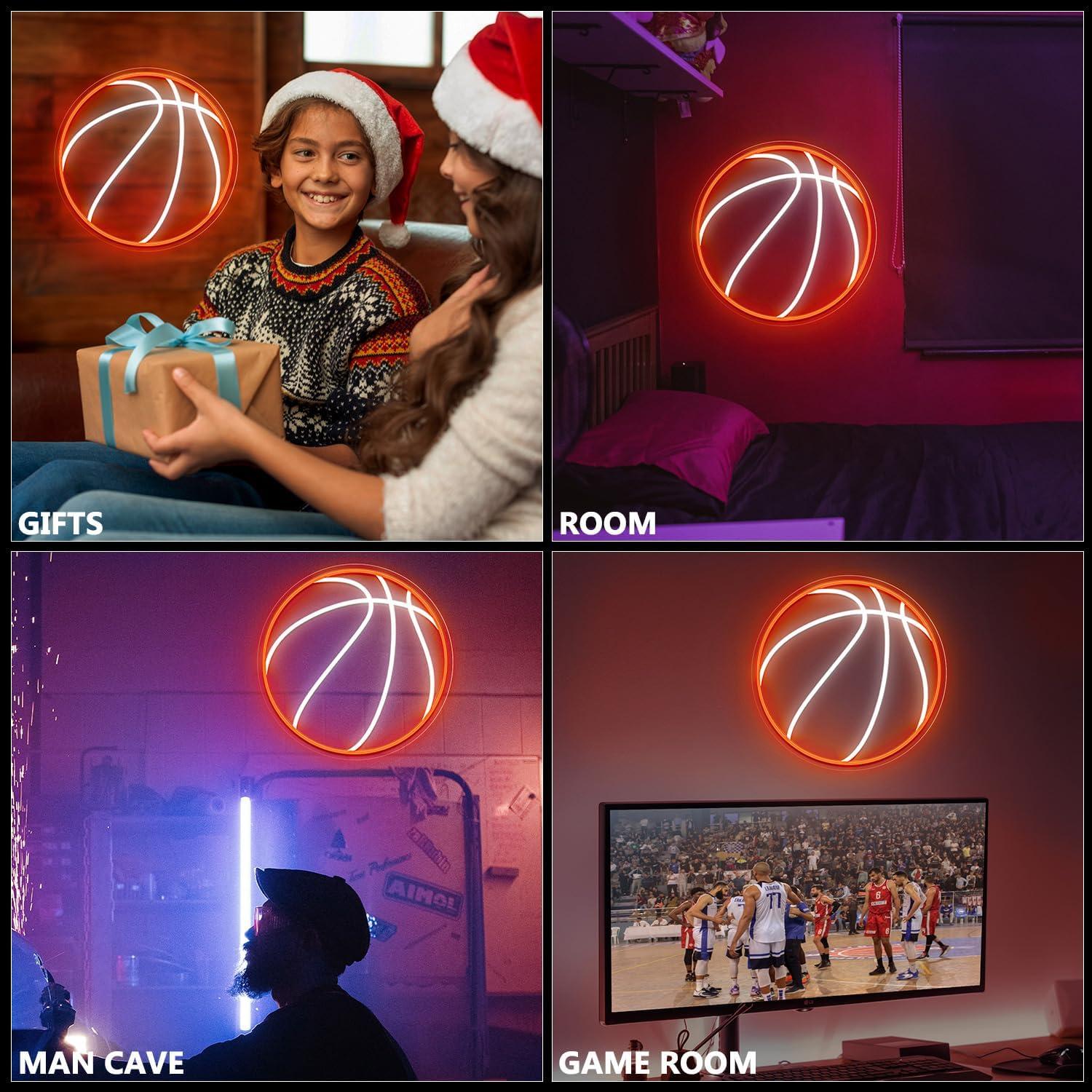 Luz de Neón LED Baloncesto HAJAE 32x32 cm Regulable USB