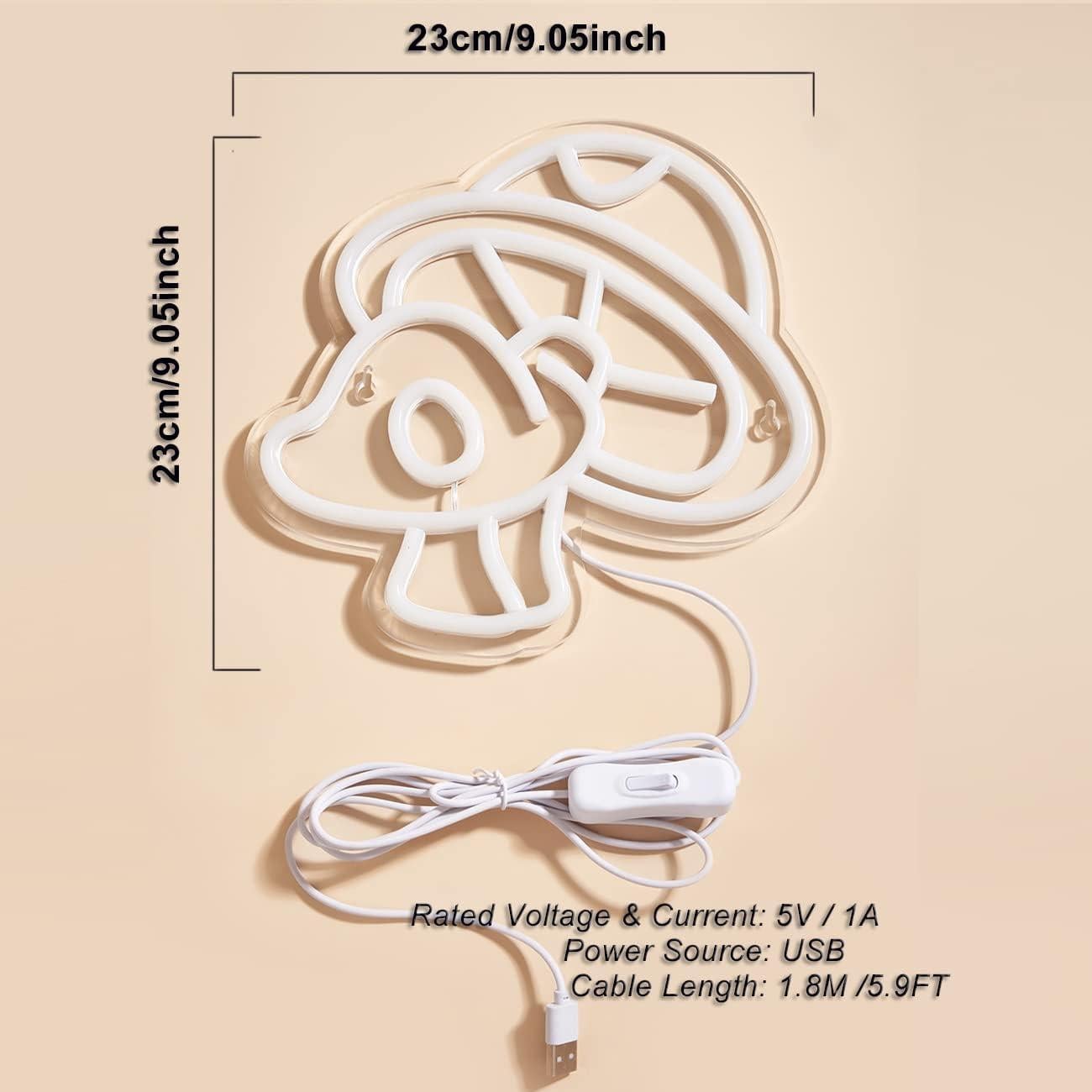 Luz de Neón LED Hongo Rosa - Decoración Pared 3D USB