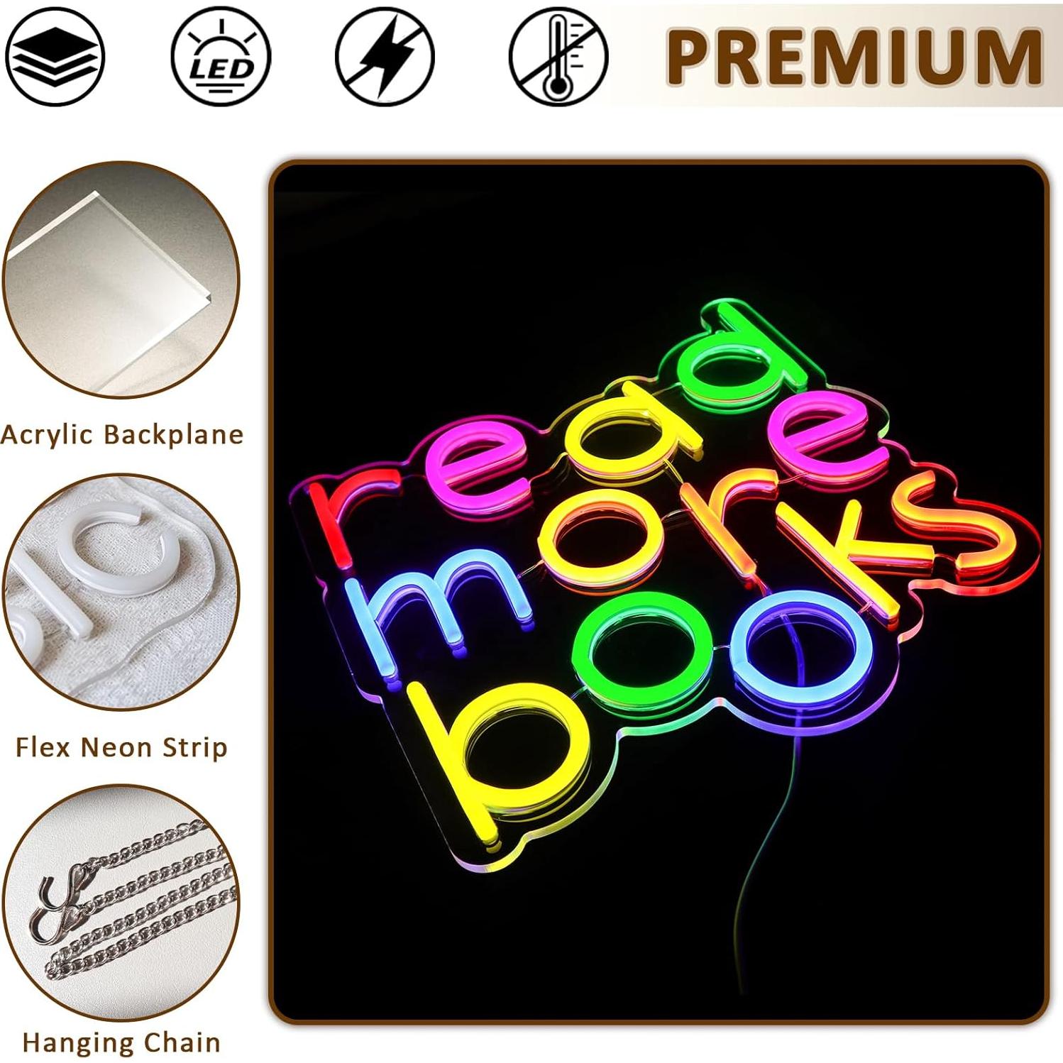 Letrero Neón Lea Más Libros PMCVYH 32x32.5cm USB Dimmable