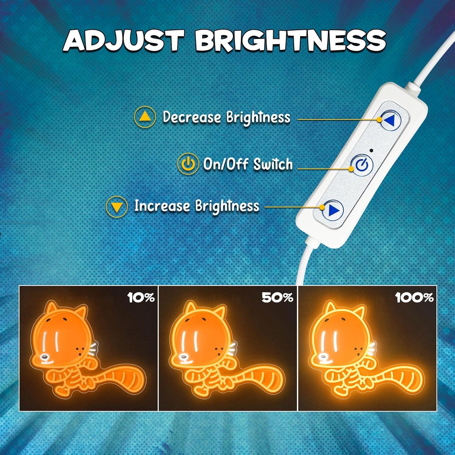 Officially Licensed Cat Kid UV Painted LED Neon Light – Inspired Wall Art, Vibrant Kids Room Decor, Superhero-Themed Night Light, Gift for Dog Man Book Fans (15 * 12.8")