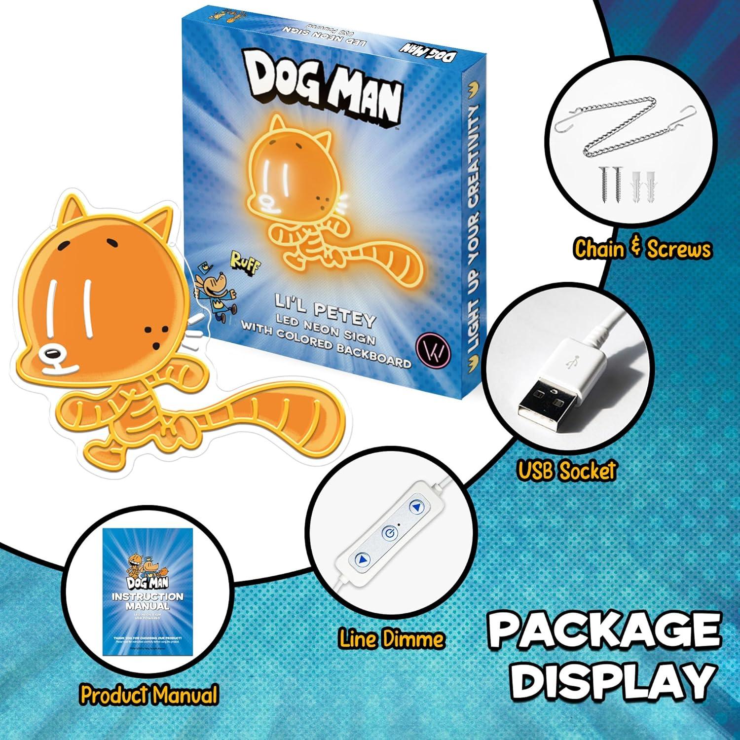 Officially Licensed Cat Kid UV Painted LED Neon Light – Inspired Wall Art, Vibrant Kids Room Decor, Superhero-Themed Night Light, Gift for Dog Man Book Fans (15 * 12.8")